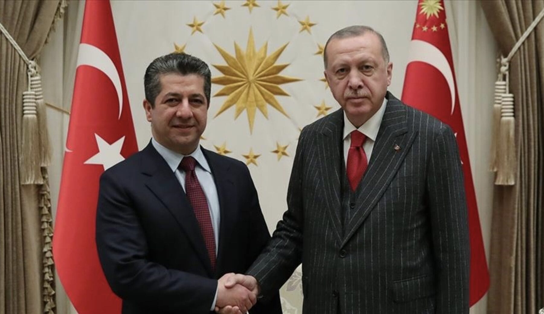 Turkish occupation president Erdogan with Kurdish occupation prime minister Masrour Barzani